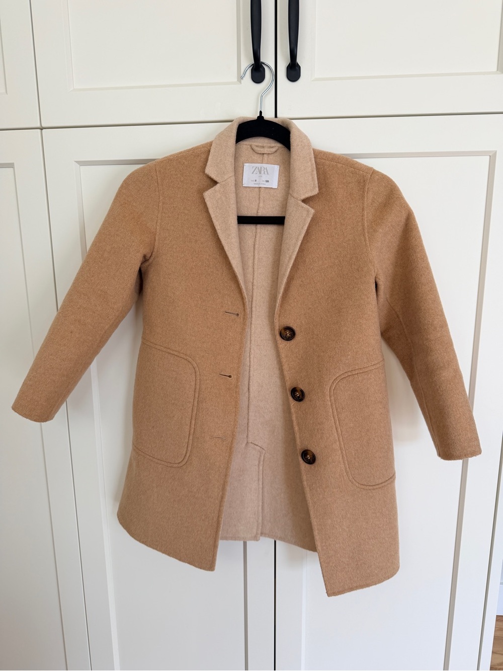 Zara Kids Camel Single-Breasted Pea Coat